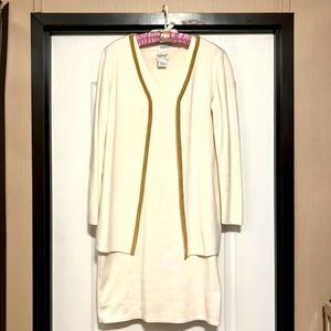 TOGETHER 100% cotton sleeveless knit dress & matching sweater, off white, size S